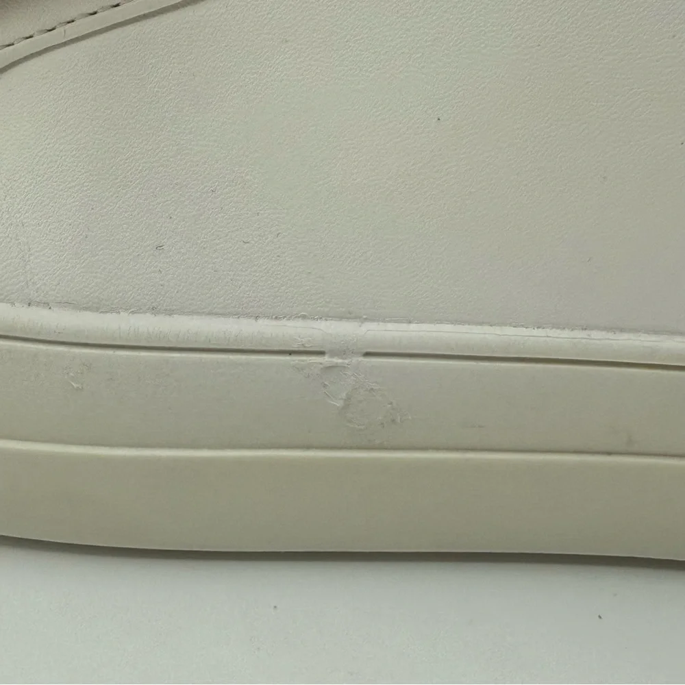 Mossimo Supply Co. Abbie Leather Slip On White Sneakers With Faux Fur Pompom - Picture 14 of 14